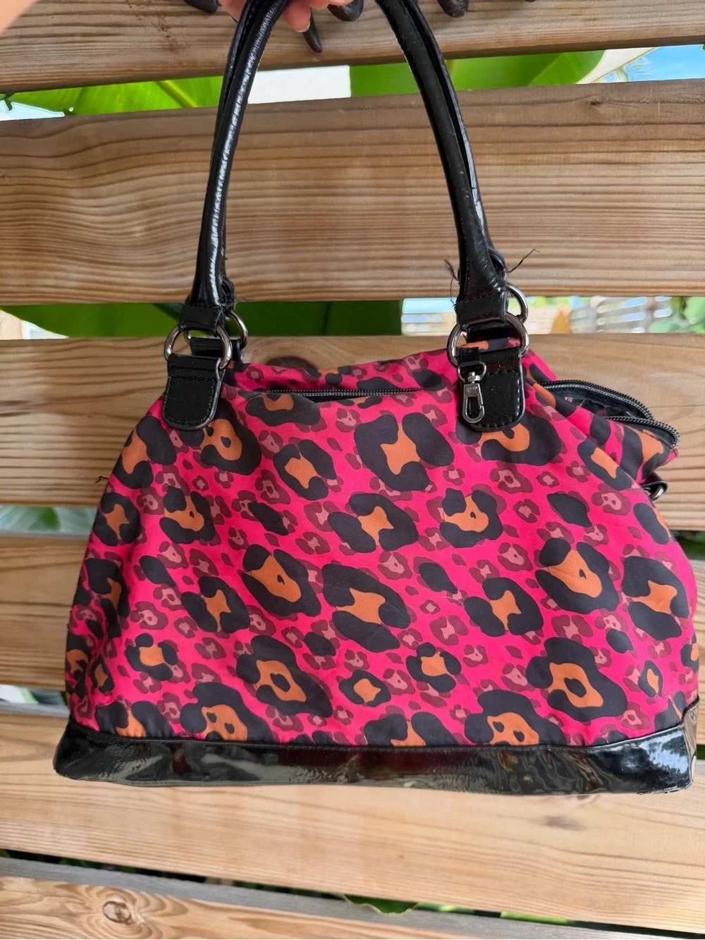 Vintage Betsey Johnson Pink Leopard Print Satchel